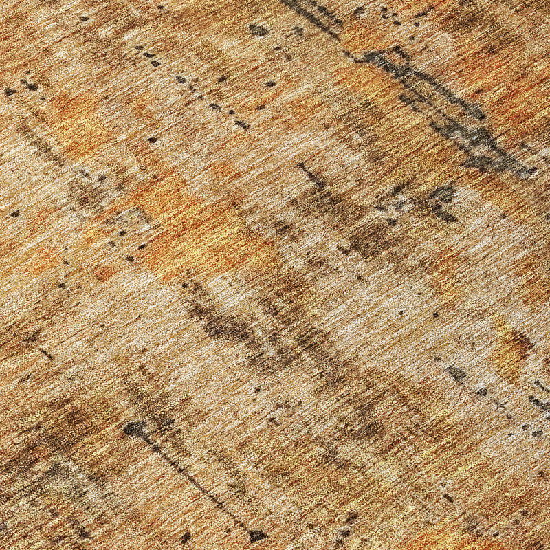 Copper and Gray Flat Woven Synthetic Rectangular Rug