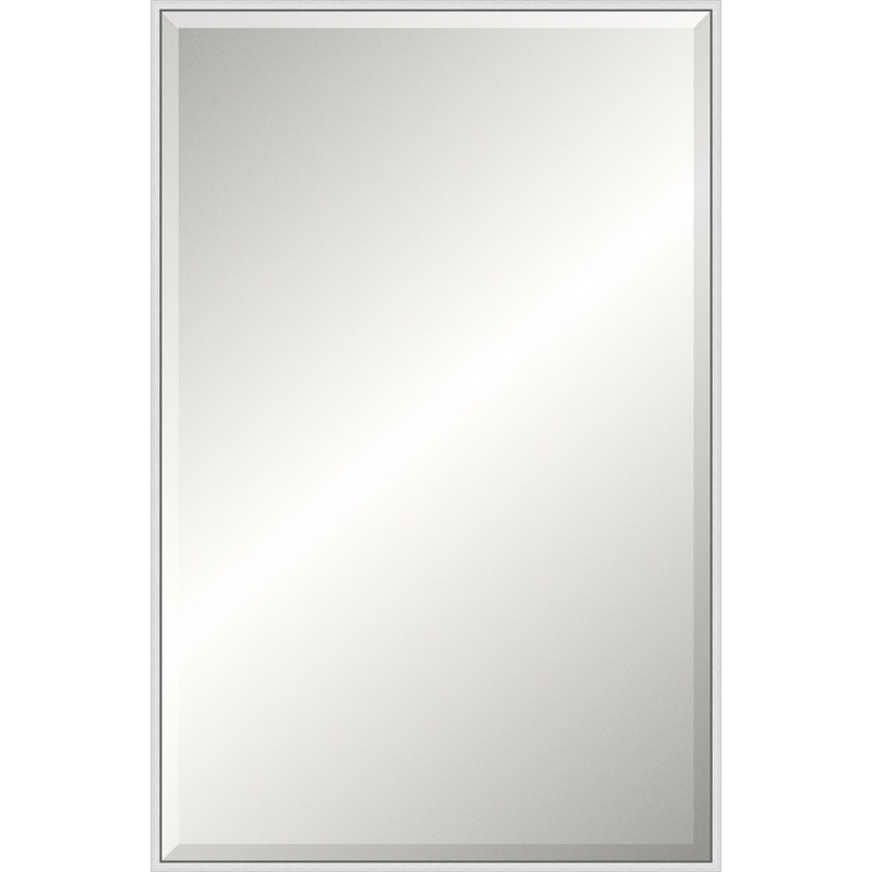 Floater 2 Solid Wood Beveled Mirror, 35.25" x 23.25", Silver, Rectangle