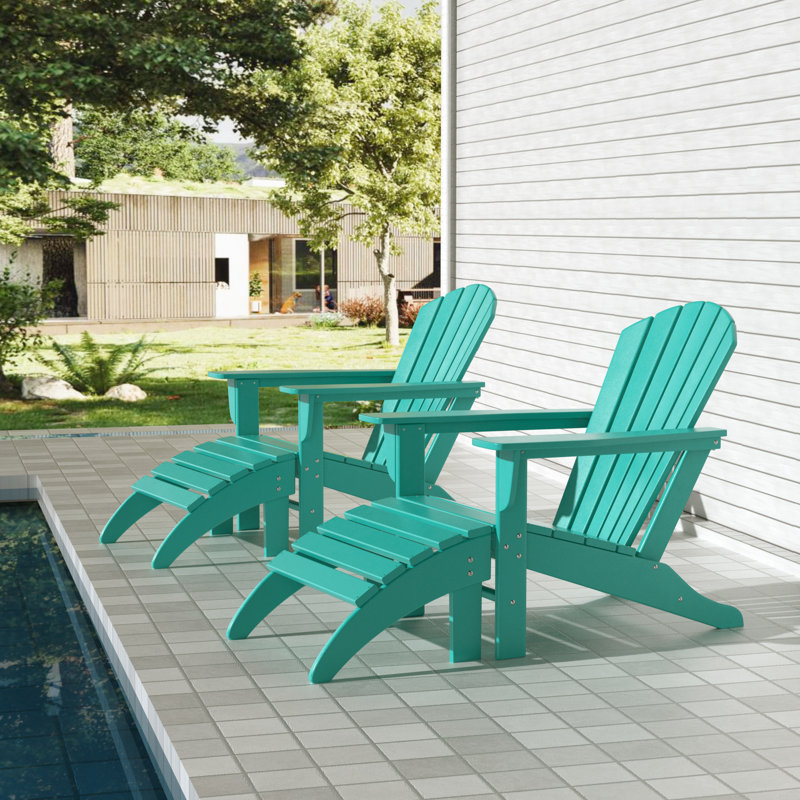 Chaise Adirondack en résine Geoff avec repose-pieds, Turquoise
