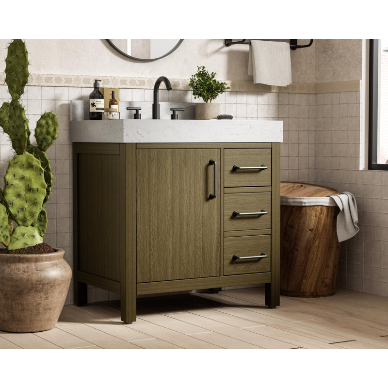 Meuble-lavabo simple 32 po_Traditional_VF60632-BS, Brun châtaigne