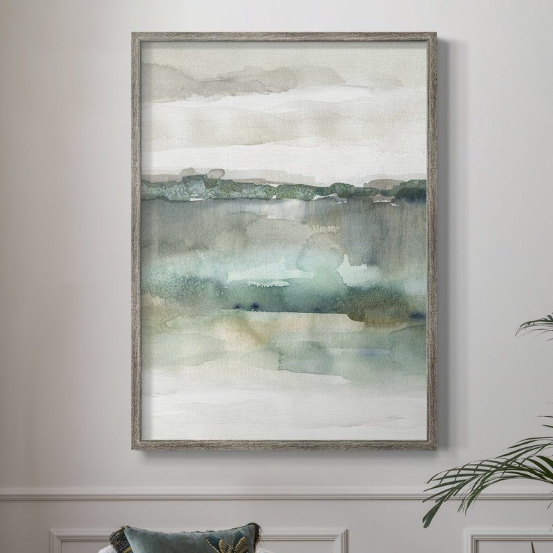 Soft Emerald Harmony Framed Print - Solid Wood 49501, 30" H x 24" W