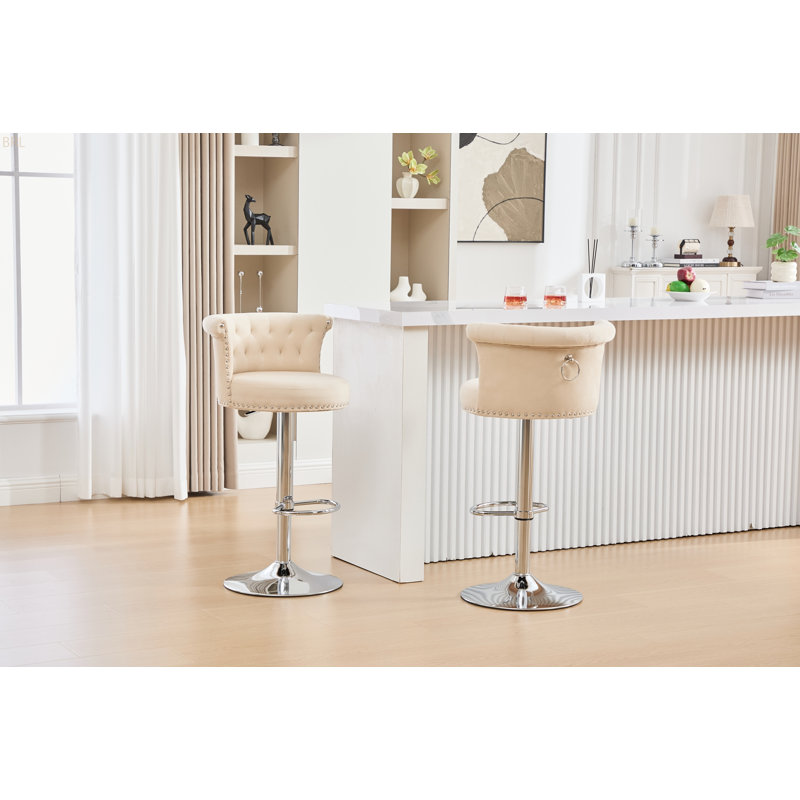 Ensemble de 2 tabourets de bar réglables COOLMORE, Beige