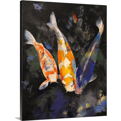 «Winkel Three Koi Fish» par Michael Creese, reproduction d'art sur toile