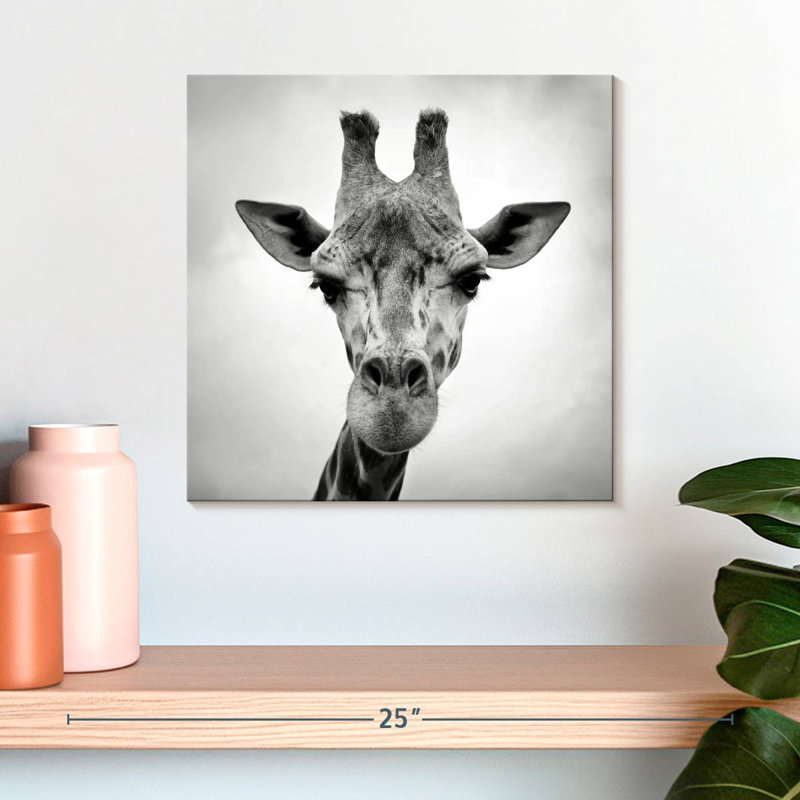 Crowle Giraffe BW, 16" H x 16" W