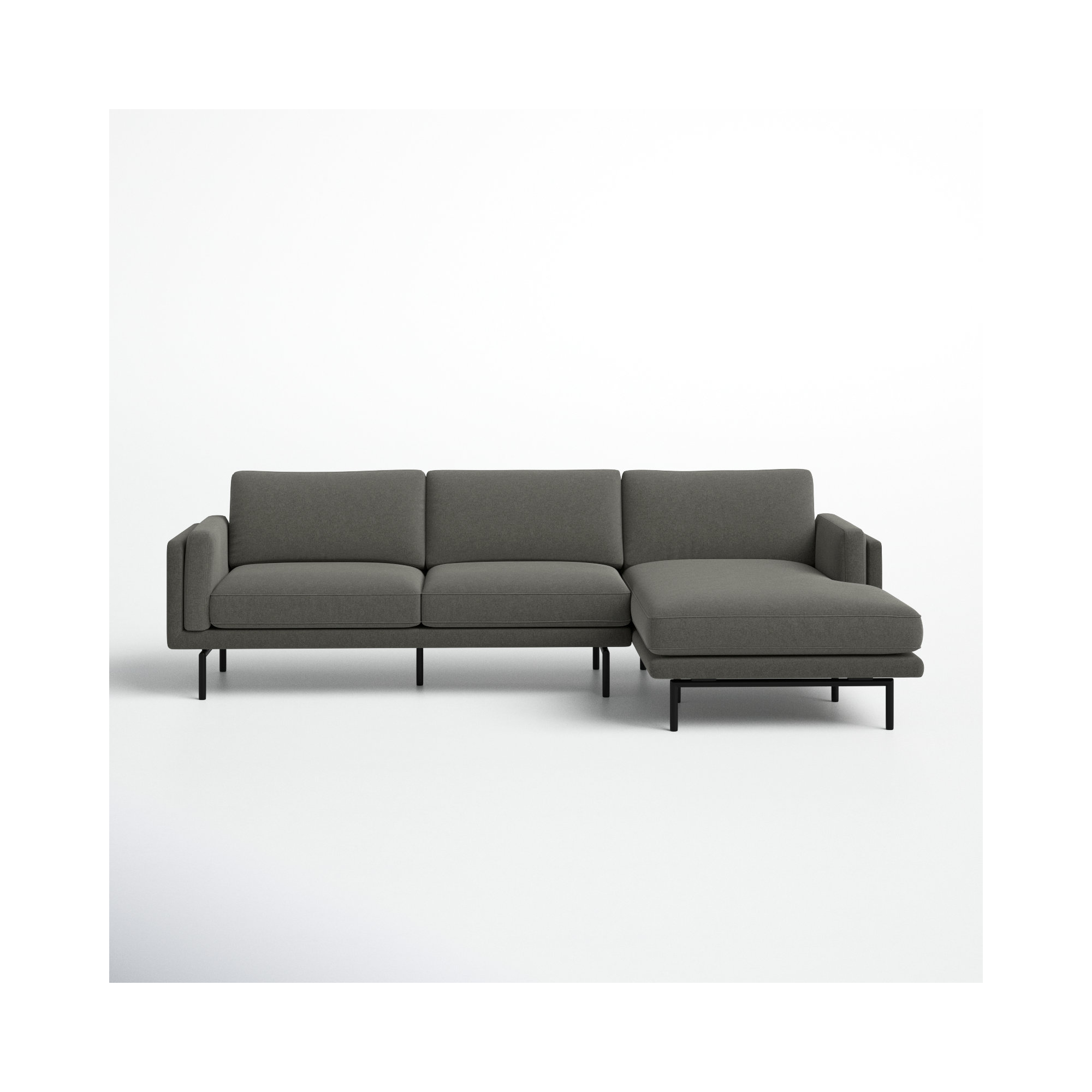 Elenora Upholstered Chaise L-Sectional, Charcoal Performance