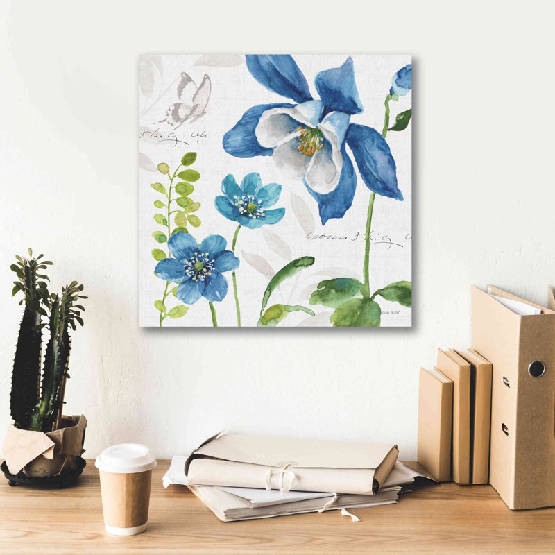 «Blue and Green Garden III» par Lisa Audit, art mural sur toile, H 18 po x l 18 po x P 0,5 po