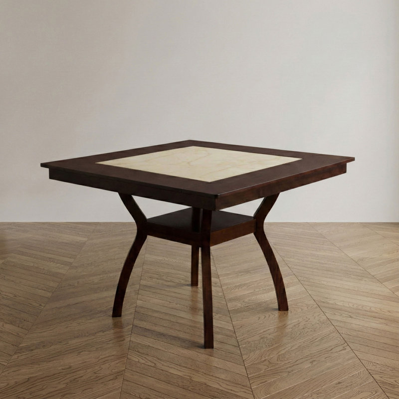 Gabaldon Solid Wood Base Dining Table, Ivory/Dark Cherry