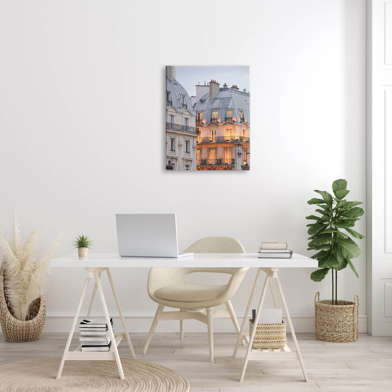 Art européen sur toile, paysage urbain européen par Carina Okula, H 30 po x l 24 po x P 1,5 po