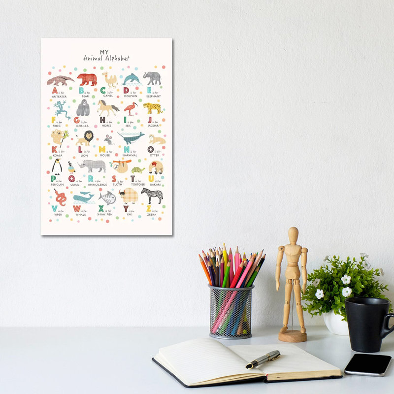 Animal Alphabet - Wrapped Canvas Print, 20.32 cm H x 30.48 cm W
