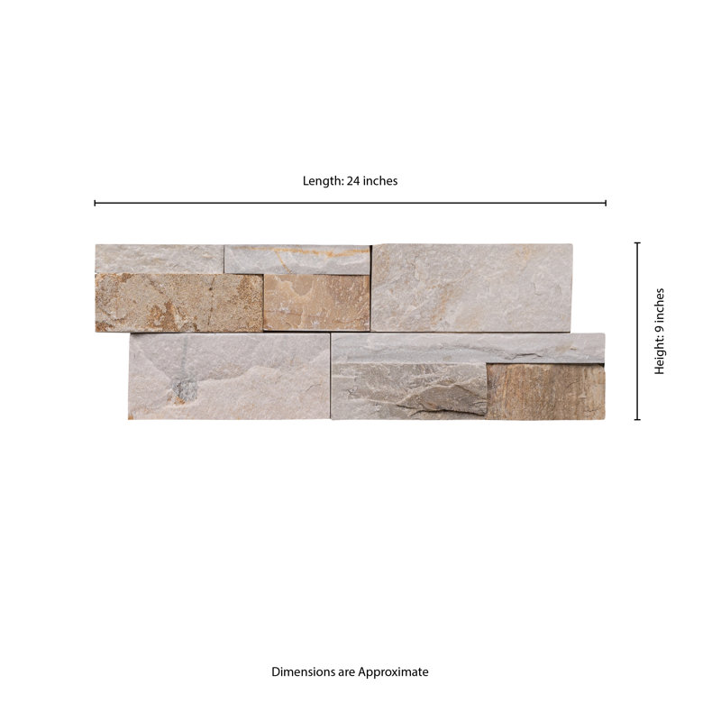 Stonecrest 9 in. x 24 in. Split Face Natural Stone Ledger Panel Wall Tile, Amber Cream