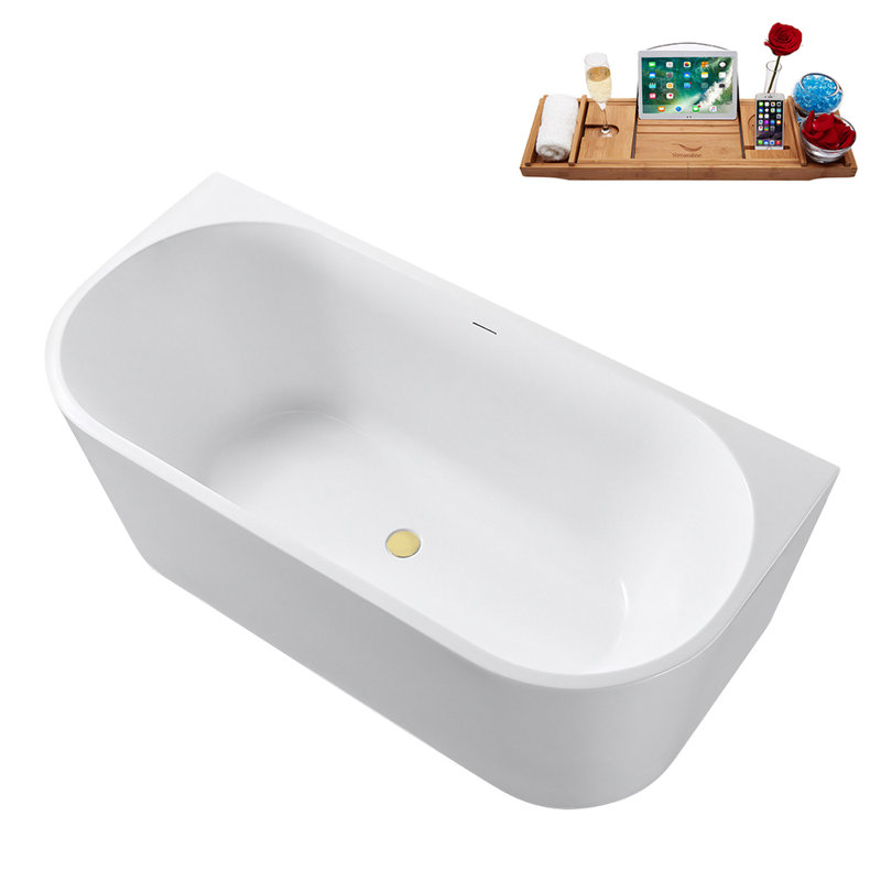 Baignoire autoportante 59 po avec plateau interne 59 po Streamline, Laiton poli