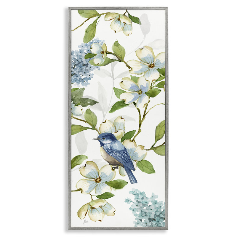 Fleurs de cornouiller et art giclée d'oiseaux par Nan, Estampe numérique Farmhouse, H 24 po x l 10 po