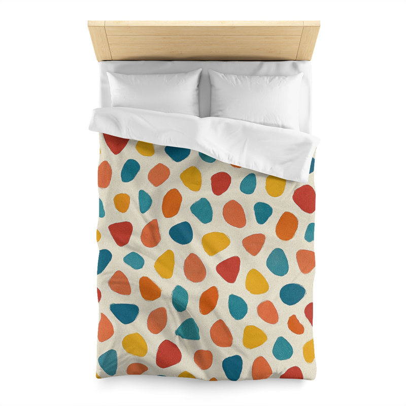 Microfiber Duvet Cover Boho Style, Design 43, Twin Duvet Cover, White