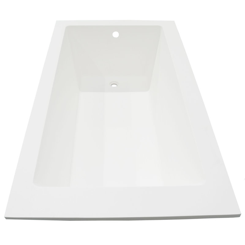 ALFI brand AB9933S White Resin Solid Surface 59" Square Drop In Bathtub