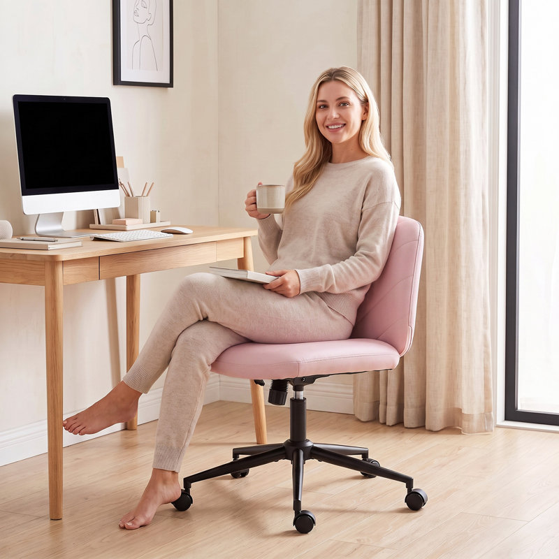 HOMCOM Office Chair, Pink, White