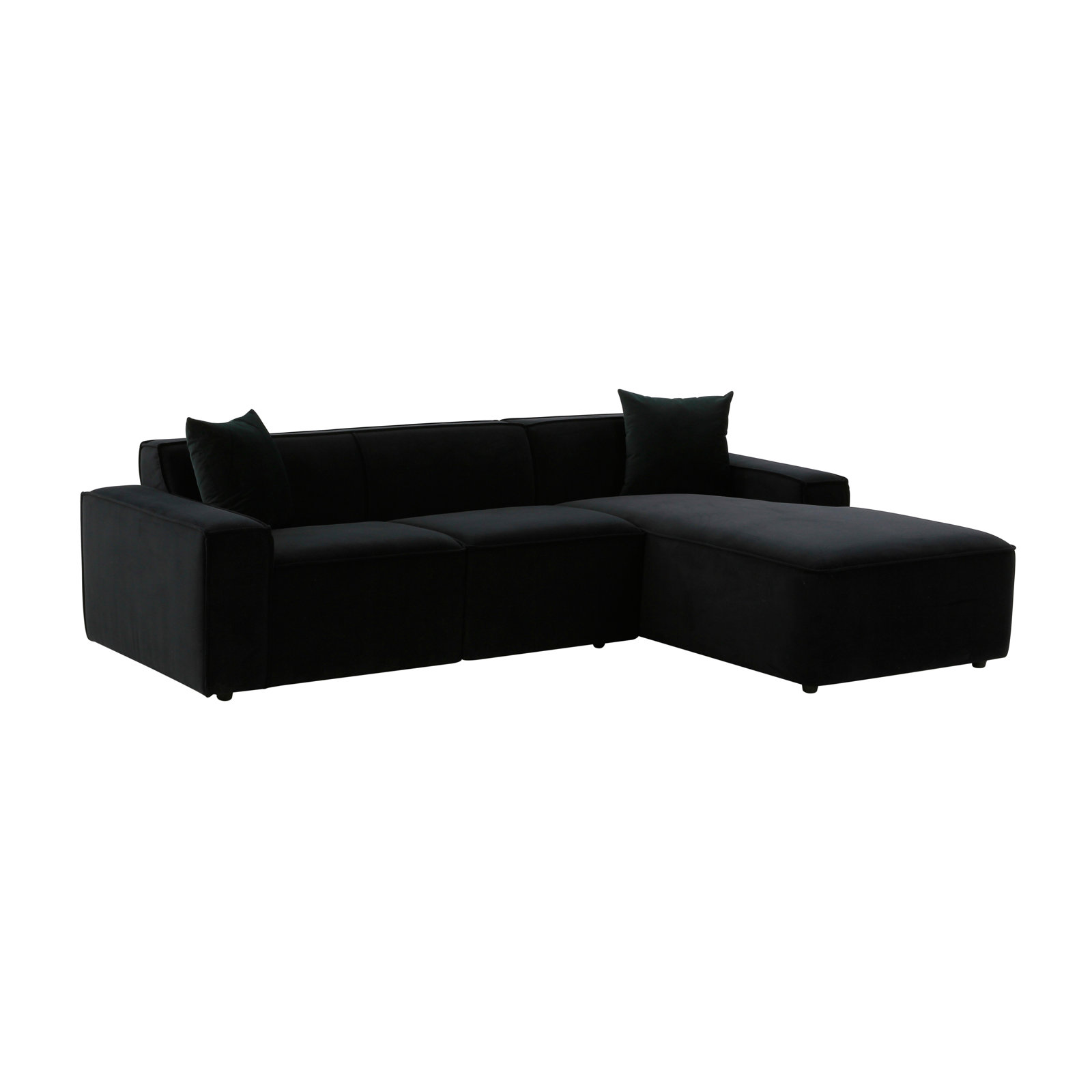 Linen Sofa and Chaise, Right Hand Facing, Black Linen