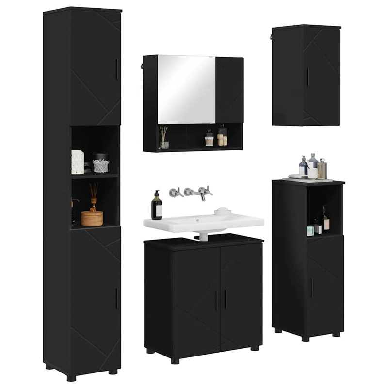 Bathroom Storage Furniture Set, Black