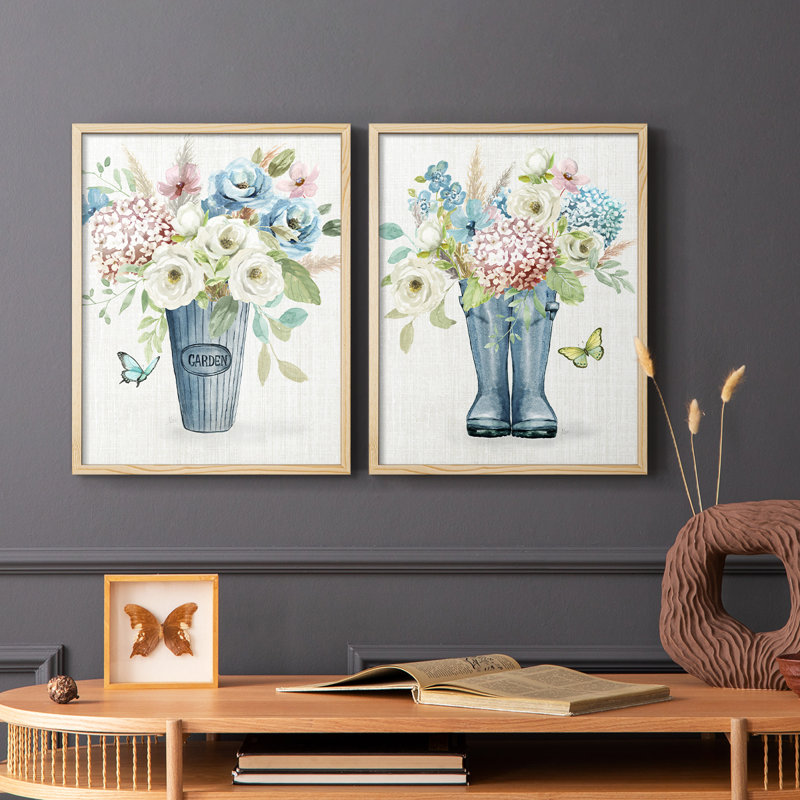 Bouquet de jardin - reproduction encadrée de qualité supérieure - prête à être accrochée - aucun clou requis - aucun clou requis