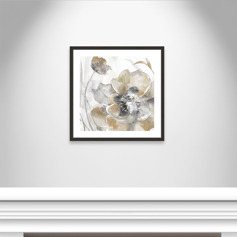 Modlin Taupe Spring Poppy I - reproduction de cadre photo, Espresso foncé, H 32,5 po x l 32,5 po x P 2 po