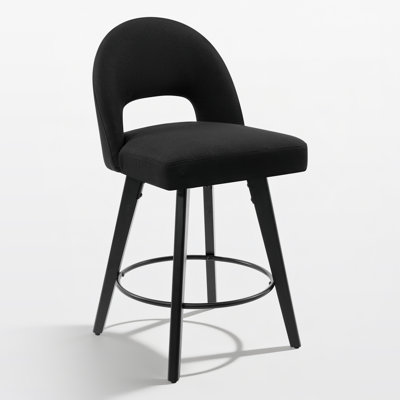 Tabouret de bar et de comptoir pivotant 26 po avec structure en bois massif