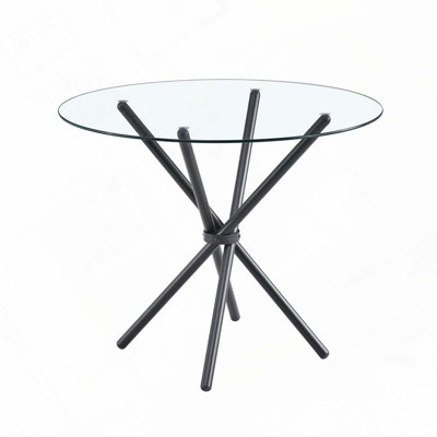 Round Clear Glass Dining Table With A Unique Shape For 4-6 People by Ivy Bronx