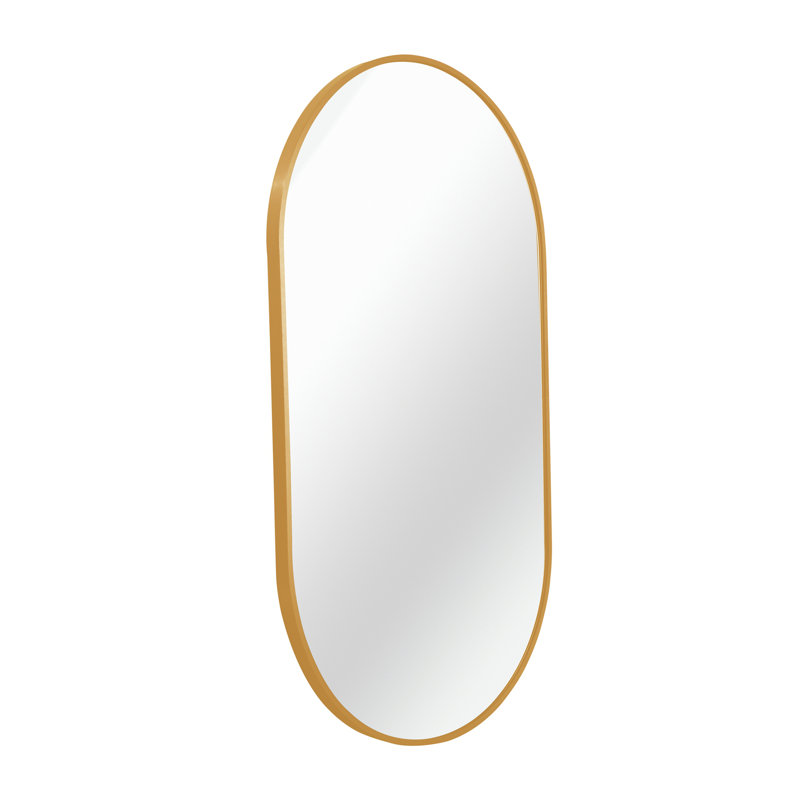 Miroir ovale en métal 20 pouces, 20 po x 33 po, Doré