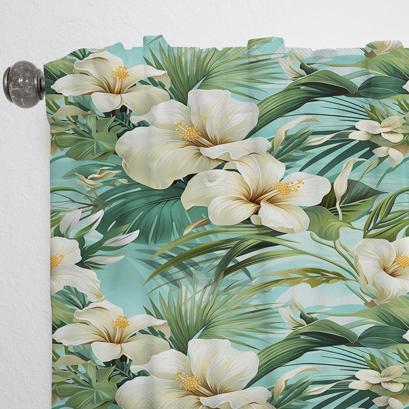 Seafoam Serenity - motif tropical I - rideau en velours tropical - obscurcissant - 1 panneau, L 52 po x L 120 po