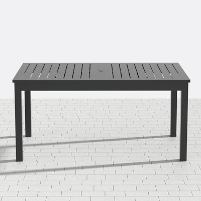Calliana 91.7"L Extendable Aluminum Outdoor Dining Table