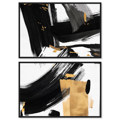 Ensemble de 2 peintures abstraites de luxe raffinées par Art Remedy