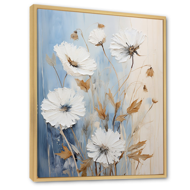 «Minimal Beige and Blue Cornflowers Expression IV», reproduction d'art sur toile, H 20 po x l 12 po x P 1 po