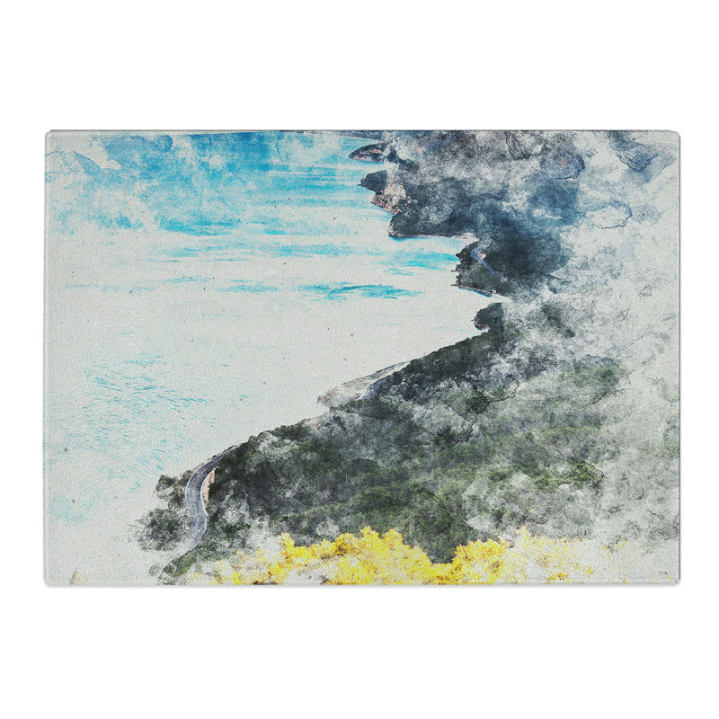 Antalya in Turkey Watercolour Chopping Board, 0.4cm H x 28.5cm W x 39cm L