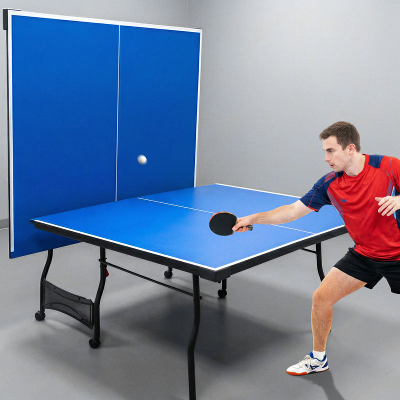 Table de ping-pong pliable 9 pi avec filet, raquettes et balles de tennis de table