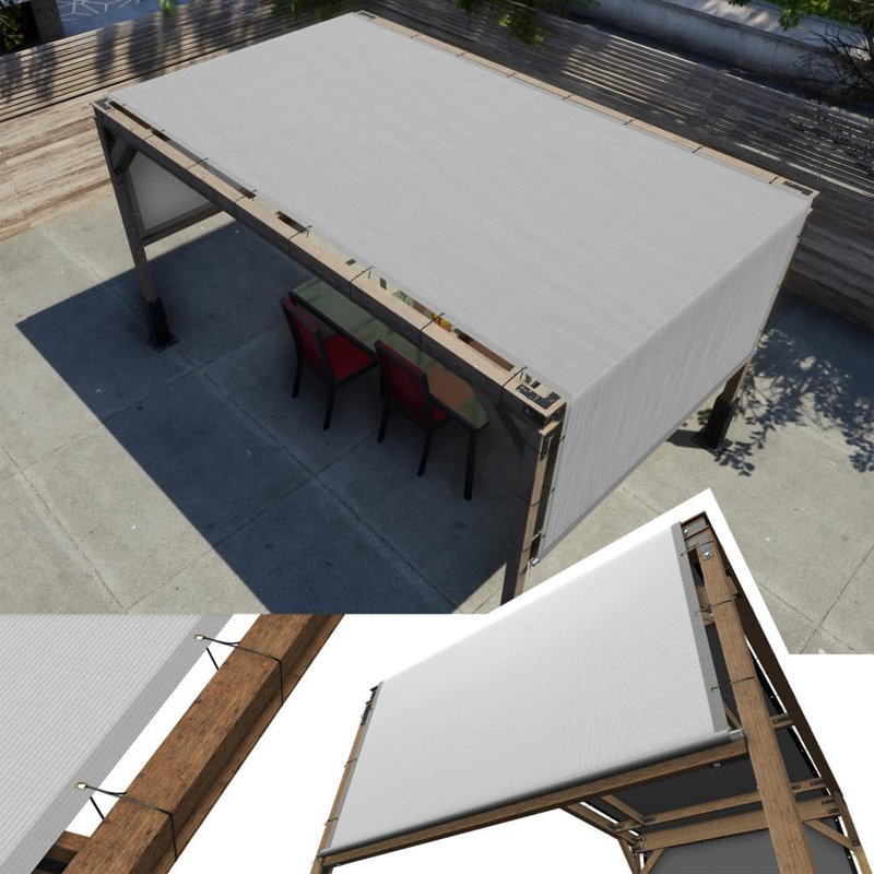 Amgo Customze Pergola Canopy Replacement Coer, 95% U Blockage, wth Stanless Steel Weghted Rods, 1" H x 276" W x 96" D, Green