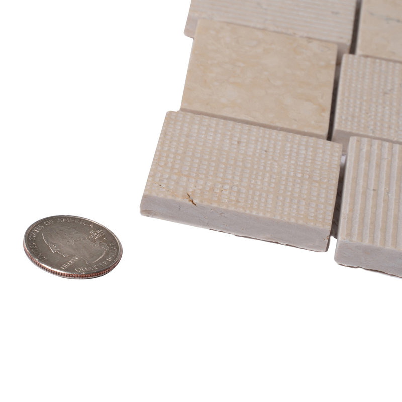 1.6 x 1.9 Marble Basketweave Mosaic Tile, Beige