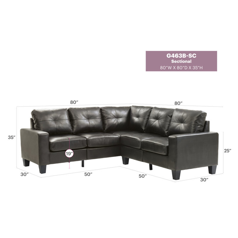 Canapé moderne Modern Glory Furniture Newbury G463B-SC, noir