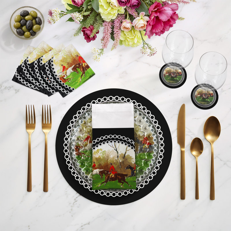 English Hunting Placemat, Black