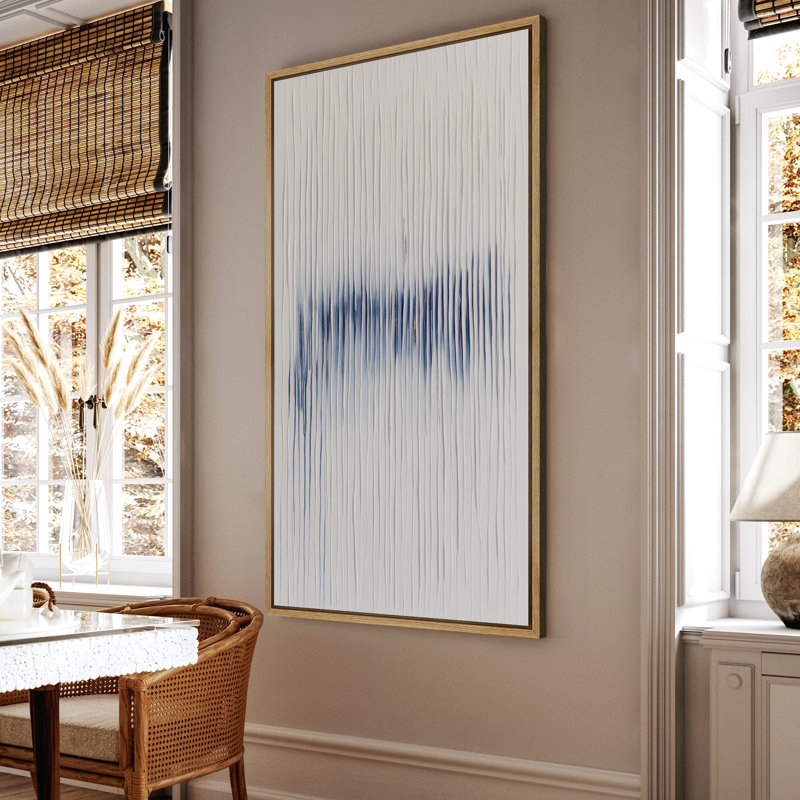 «Minimal Blue Watercolor», impression sur toile verticale encadrée, Naturel, H 60 po x l 30 po x P 1,5 po