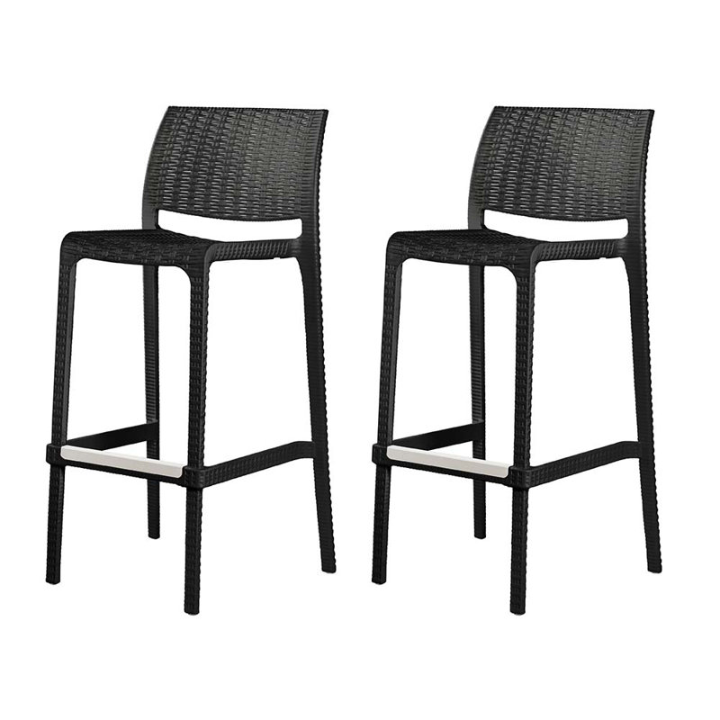 Nenko Low Back Resin Bar Stool, Black