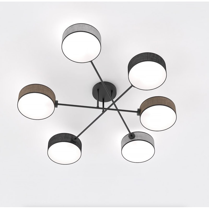Spandrel Flush Mount, Black/Brown/Gray, Fabric