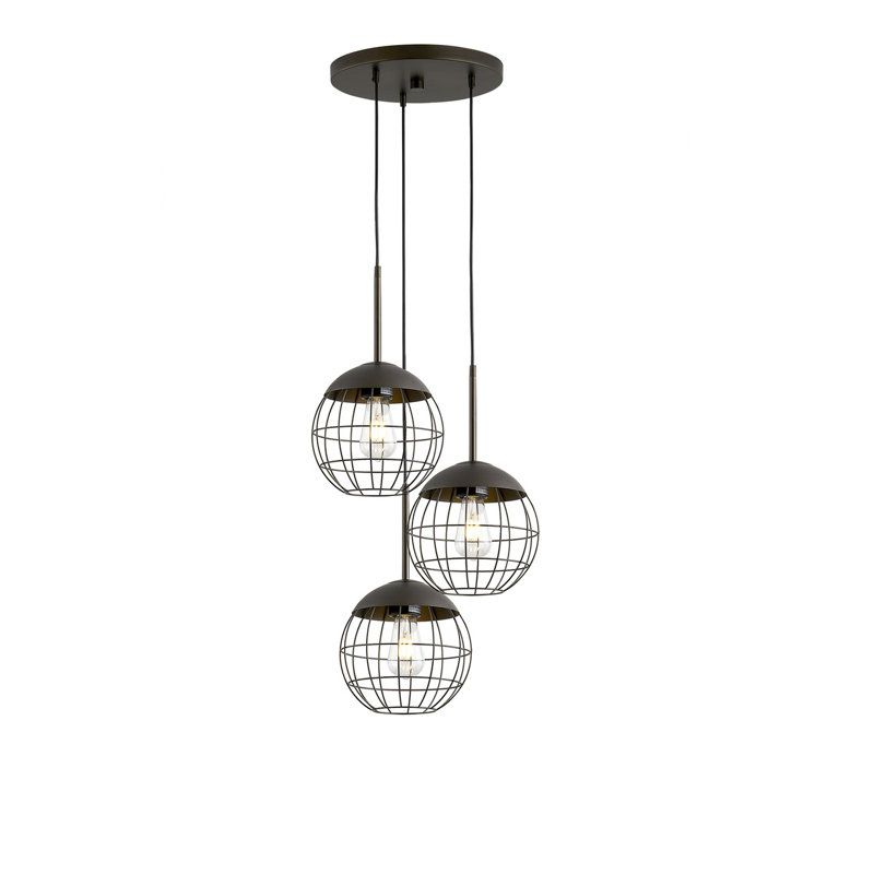 Luminaire suspendu en verre Melveen Globe, Bronze foncé