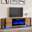 Meuble télé 80 po Bhhatu avec foyer électrique inclus, chêne rustique-99357219-98876981
