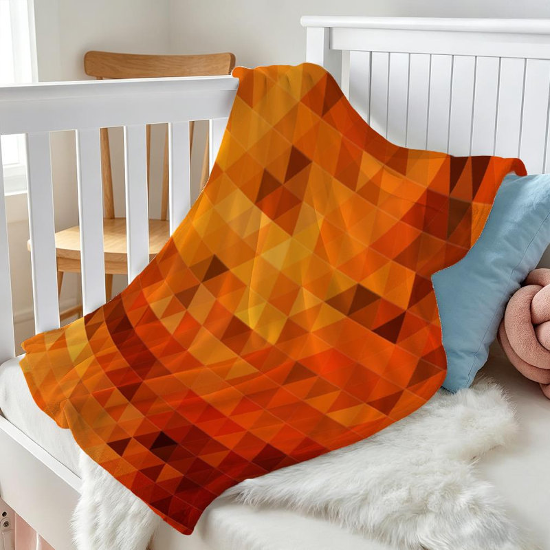 Jeté en flanelle dorée ultra douce, imprimé triangulaire recto, Throw 30" x 40"