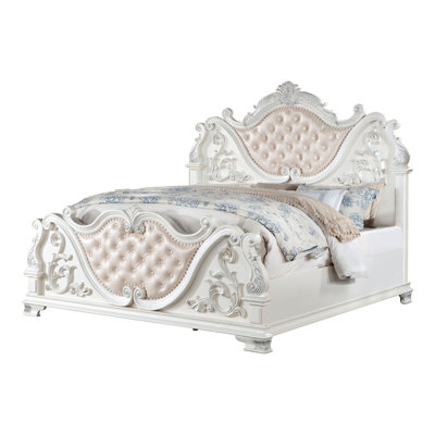 Grand lit, blanc perle