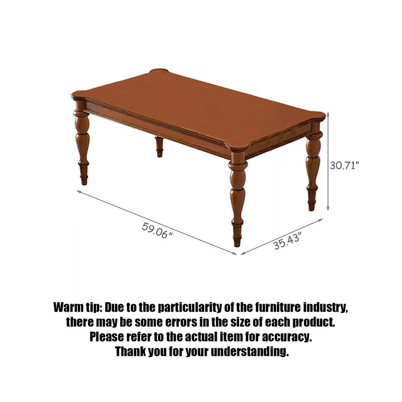 American-style full solid wood distressed rectangular dining table, 30.71"H x 59.06"L x 35.43"W