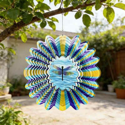 3D Wind Chime, 12 Inch Hanging Metal Wind Spinner With Colorful Butterfly/Dragonfly/Tree Of Life Design For Yard, Garden, And Patio Decor