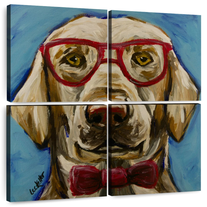 Brampt - laboratoire jaune avec lunettes, H 50 po x l 50 po