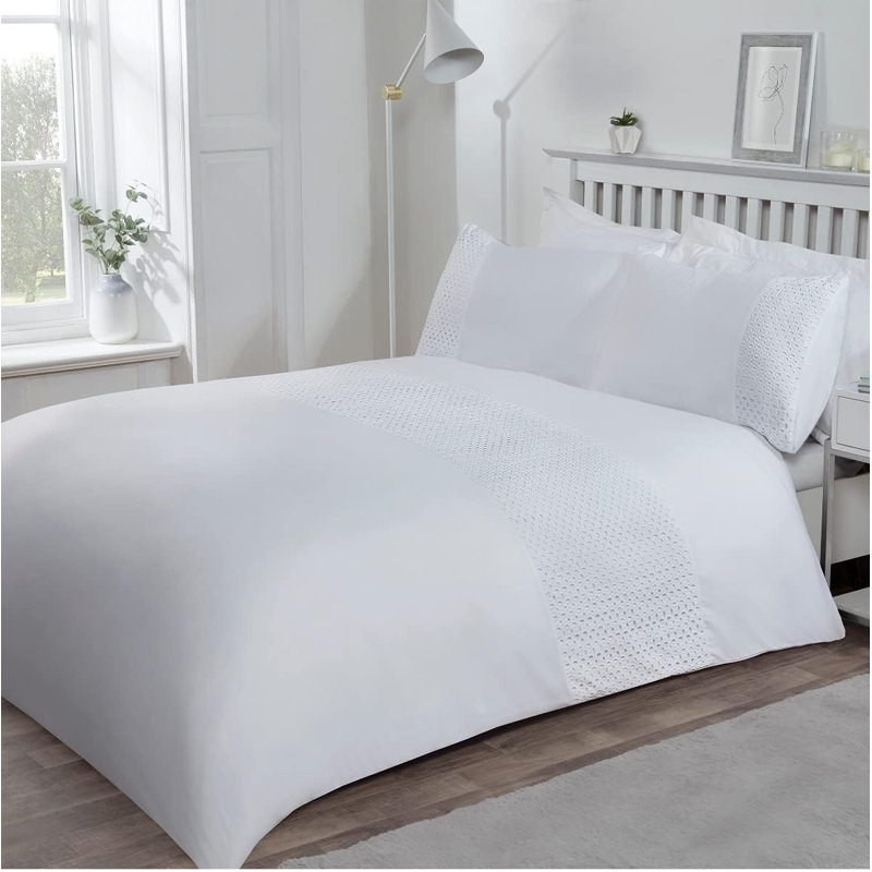 Bedding, White, Single Duvet Cover + 1 Standard Pillowcase