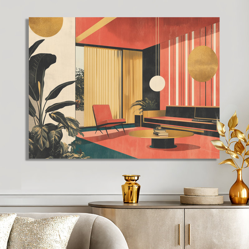 Modern Home in Pop Collage II - reproduction d'intérieur sur toile encadrée vintage, H 34 po x l 44 po, Toile tendue