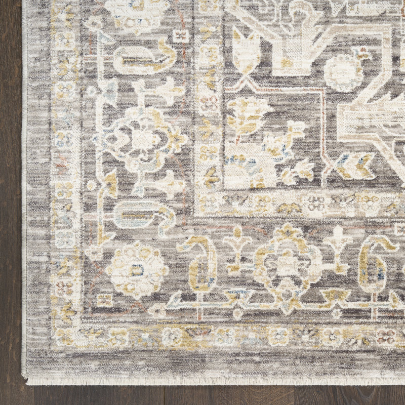 Classic Ivory Charcoal Area Rug, Rectangle 274 x 361 cm