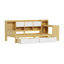 Lit de jour en L avec deux tiroirs de rangement, lit en bois avec bureau d'étude et bibliothèque intégrée